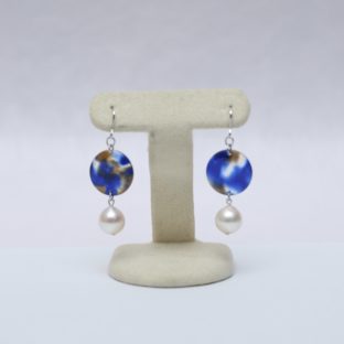 マーブルパールピアス（あこや本真珠）