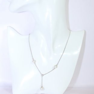 WG（ホワイトゴールド）ダイヤ入りチェーンネックレス（あこや本真珠）